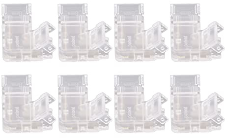 petjoyful 8 pièces connecteur COB professionnel 2 broches 8mm Transparent en forme de L connecteurs de lumière de bande LED pour bande lumineuse LED COB