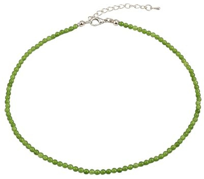 Sanixa Karma NH11472543 Halskette Damen Naturstein 39 cm Kette vers. Farben und Steine Schmuck für Frauen verstellbar Damenhalskette Edelsteinkette (Grün, Peridot)