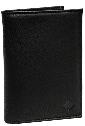 LOLUNA® Grand Portefeuille Homme Classique en Simili Cuir Souple 3 Volets, 8 Cartes, identité, Carte Grise, permis et Porte-Monnaie zippé (Noir)