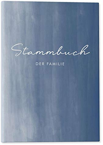 DeinWeddingshop Stammbuch der Familie - Familienstammbuch Hochzeit Standesamt - Watercolor Serie - Hardcover 16x21cm … (blau)