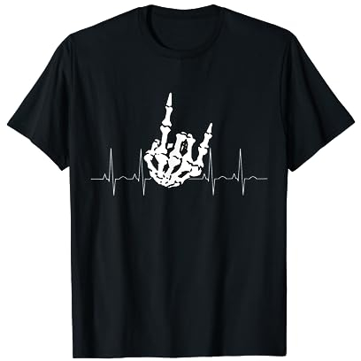 Pommesgabel EKG Mein Herz schlägt Heavy Metal Rock on T-Shirt