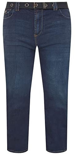 Kam Jeanswear Herren Stretch-Jeans Garcia mit Gürtel (42L) (Moonlight-Blau)