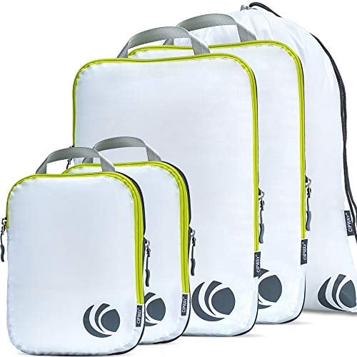 Cipway Kompressions-Packwürfel-Set für Reisen, ultraleichte Verpackungsorganisatoren für Gepäck, Koffer und Rucksack (weiß), 5er-Set, L