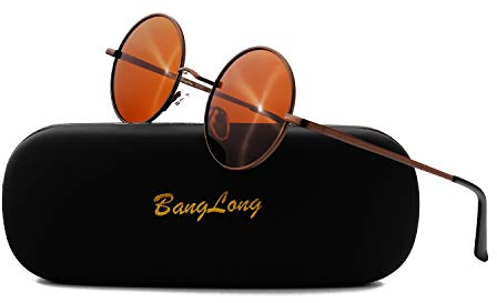 BangLong Runde sonnenbrille Herren Damen, Runde Polarisiert Sonnenbrille Retro Vintage Sunglasses Mirrored Lenses