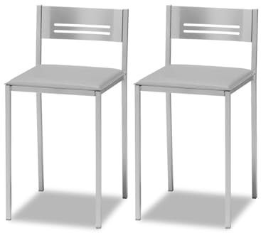 ASTIMESA Taburete de Cocina con Respaldo Polipiel Gris, altura de asiento de 45 cm (TABCRGR), 1 unidad
