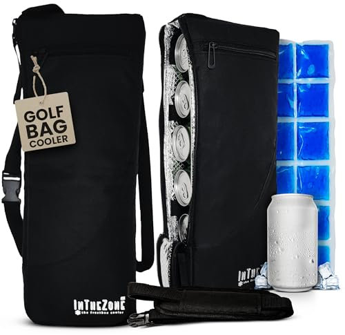 Frostbox Golf Bag Cooler with Ice Pack – Insulated 6-Can Beer Sleeve - Stays Cold for Hours Discreet Hidden Design - Fits in Golf Bag - Black