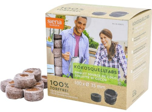 Siena Garden 100 Kokos-Quelltabs mit Netz Ø35 mm im Verkaufskarton