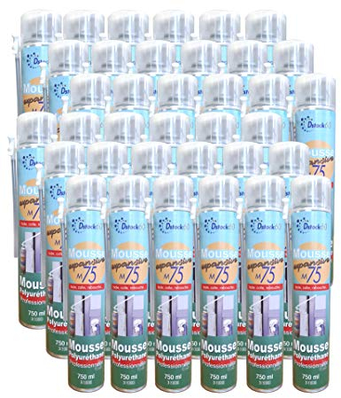 DSTOCK60 – Set mit 36 Flaschen Bauschaum/Montageschaum, 750 ml – Professioneller Polyvinylchlorid-Schaum, isolierend, klebend, für den Innen- und Außenbereich