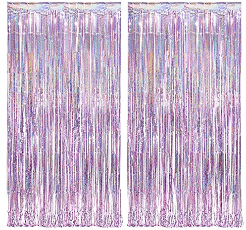 duoyif Lametta Vorhang Rosa 2 Stücke 1x2,5m Glitzer Party Deko Hintergrund, Folien Fransen Lametta Vorhänge für Party Deko Geburtstag Deko Karneval Weihnachten Bühnendekor Hochzeit Disco Deko (Rosa)