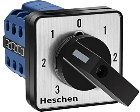 Heschen Interruptor de cambio universal del selector de leva rotativa, SZW26-20/ZC.111111.3, 660V 20A, 7 posiciones, 3 fases, 12 terminales, CE