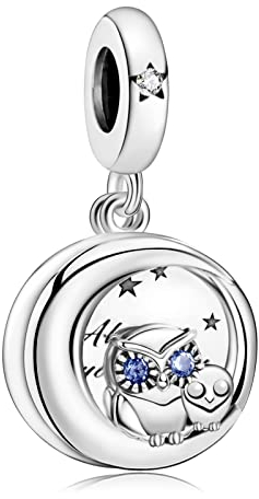Annmors Immer an Ihrer Seite Eule Charms für Armband 925 Sterling Silber Anhänger mit Kubischem Zirkon