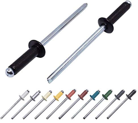 Lot de 400 rivets aveugles peints 4 x 14 mm Tête bombée DIN 7337 Rivet en aluminium et mandrin en acier Rivets pop (400, noir de jais RAL 9005)