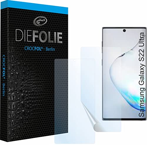 Crocfol Schutzfolie vom Testsieger [2 St.] kompatibel mit Samsung Galaxy S22 Ultra - selbstheilende Premium 5D Langzeit-Premium Schutzfolie (Case-Friendly)