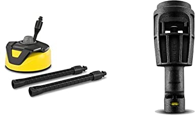 Kärcher Flächenreiniger T-Racer T 5 (Spritzwasserschutz, für große Flächen, zwei Flachstrahldüsen, Handgriff für senkrechtes arbeiten) & Adapter M