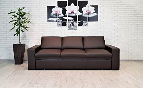 Quattro Meble Dunkelbraunes Echtleder 3 Sitzer Sofa Atlanta FS mit Schlaffunktion Ledersofa Couch Echt Leder große Farbauswahl !!! (Breite 230 cm)