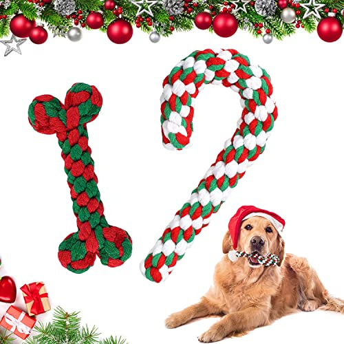 2pcs Hundespielzeug Zuckerstange,Hundespielzeug Hunde,Hundespielzeug Set,Hundespielzeug Weihnachten,Weihnachts Zuckerstange Seil,Hundespielzeug Kleine Hunde,Welpenspielzeug Set,Hunde Kauspielzeug