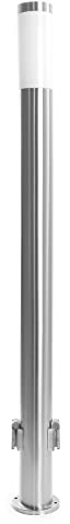 Wiltec Paletto luce giardino con 2 prese elettriche integrato, per illuminazione spazi esterni, acciaio inox, 110 cm, E27