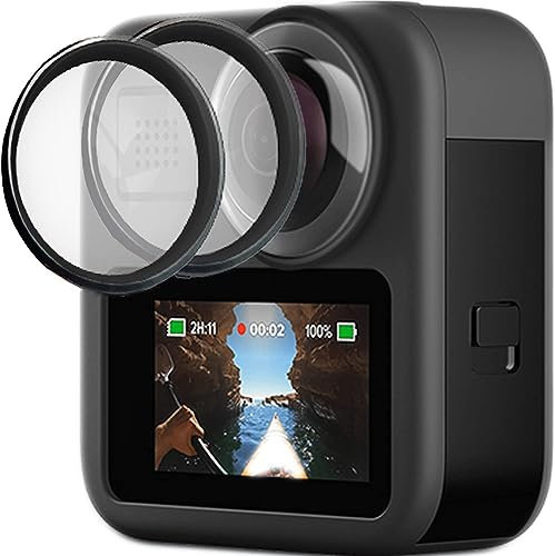FitStill Lot de 2 protecteurs d'objectif pour caméra d'action Go Pro Max, haute transparence, dureté 9H, résistant aux rayures, accessoires pour protections d'objectif adhésives Go Pro Max