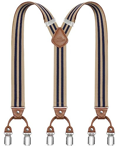 Dresime Hosenträger Herren Hosenträger für Hosen mit 6 starken Metallclips, Y-Rücken verstellbare Hosenträger Hosenträger Heavy Duty elastische Herren Hosenträger