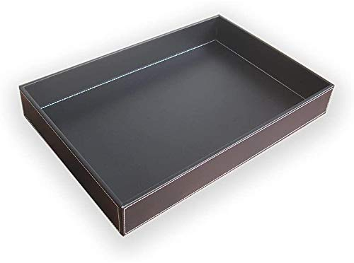 Aiwjeakh Organizador de bandeja de de piel de la PU, bandeja de almacenamiento decorativa de oficina, bandeja de almacenamiento para el cambio, moneda, llave,