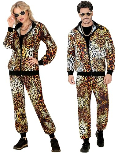 Kostüm Trainingsanzug, Tiermuster Leopard, Animal Print, 80er Jahre Outfit, Jogginganzug, Bad Taste Outfit, Faschingskostüme