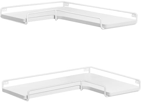 VASAGLE Étagère d’Angle en Forme de L, Lot de 2, Étagère Murale, Tablette Flottante, Style Industriel, pour Salon, Chambre, Cuisine, Blanc Nuage LLS831W14