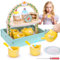 Hysagtek Wooden Tea Set for Toddlers, Kids Play Tea Set Toy for Children Tea Party Set with Play Food Dessert Tray Teapot Kitchen Accessories Birthday Gifts for 3 4 5 Years Old Girls