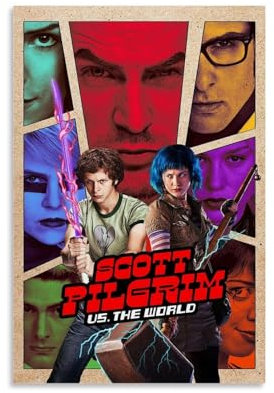 Klassisches Filmposter Scott Pilgrim, Leinwandkunst-Poster und Wandkunst, Hängedekoration für moderne Familienflugposter, 30 x 45 cm