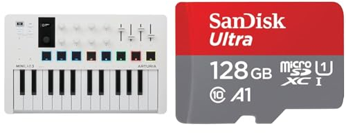 Arturia - MiniLab 3 - Universal-MIDI-Controller für Musikproduktion, mit All-in-One-Softwarepaket & SanDisk Ultra Android microSDXC UHS-I Speicherkarte 128 GB + Adapter