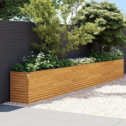 Gecheer Fioriera Rialzata da Giardino 578x50x69 cm in Acciaio Corten,Fioriera da Giardino,Aiuola Rialzata,Letto Rialzato da Giardino,Fioriera da Esterno Grande,Letto per Orto Rialzato