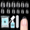 TOMICCA Short Almond Nail Tips, 240Pcs 12 Size S Almond False Nail Tips with Nail Glue Nail File, Acrylic Clear False Nails with Glue Kit, Nail Art Manicure Decorations for Girls Women