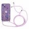 Coalbooliy Cover per Apple iPhone 14 6,1 con Cordino, Custodia con Laccio Collana Tracolla, Aesthetic con Disegni Morbido Purple, Silicone Antiurto Antigraffio Protezione Case, Fiore