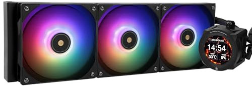 Thermalright CORE VISION 360 Black ARGB CPU AIO Kühler, IPS LCD Bildschirm mit 480*480 Auflösung, für AM5&Intel 1700/1851, leistungsstarker 360 Specs Wassergekühlter Kühler mit 2.1in abnehmbarem Displ