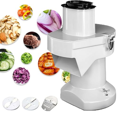 Picadora De Verduras Comercial, Cortadora/Rebanadora/Trituradora Automática De Frutas Y Verduras Totalmente De Aluminio - 180 Kg/H, Arranque Con Un Botón, Entrada De Alimentación De 88x58mm