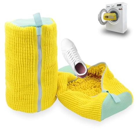 Bolsa Lavadora Zapatillas - Bolsa de Limpieza de Zapatos con Cremallera Bolsa Zapatos Lavadora Fluffy Fibers Keep 360° Wrap-around Bolsa Malla para Lavadora Secadora Zapatos Reutilizable(1PCS)