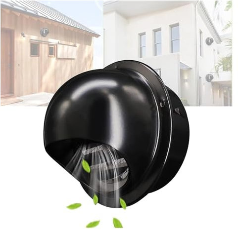 DUBTEDHOU Edelstahl Schornstein Kutte Abgasrohr Kappe, Alle Wandlüftungen fürs Haus, Badezimmerlüftungen Dunstabzugshauben Klimaanlagen Küchenventilatoren Lüftungshauben, Kugel(Black,160mm 6.3 inch)