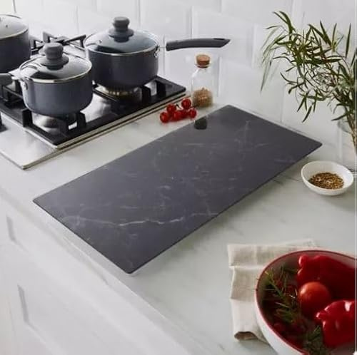 New Large Black Marble Glass Kitchen Hob Cover Surface Chopping Board protetor-56cm