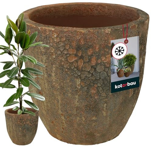 KOTARBAU® Pot En Céramique Marron 46x46cm | Pot Résistant Au Gel | Pot Avec Drainage D'eau | Pot Moderne | Cache Pot Céramique | Pot Céramique Plante | Pot De Fleur Céramique | Pot Céramique Extérieur