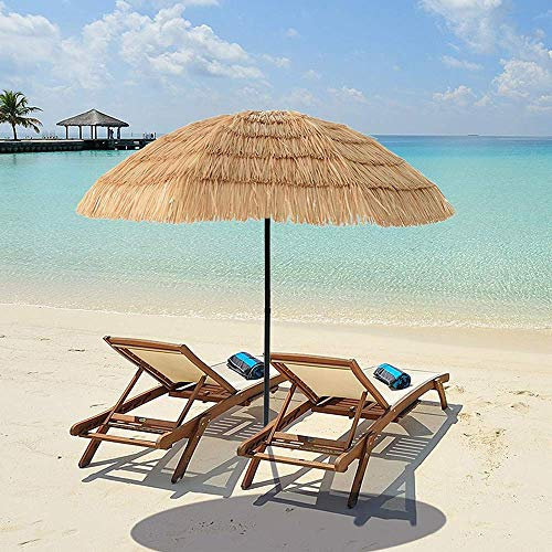 ASumPio 6 Fuß Strandschirm Outdoor Hula Stroh Hawaii Regenschirm Sonnenschirm Klapp Kippen Simulation Stroh Regenschirm,
