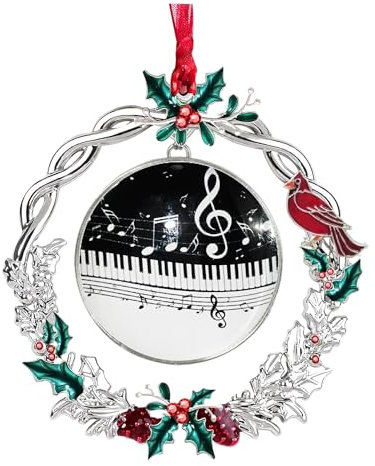 XUTAI A Piano Keys with Musical Notes Christmas Ornaments Christmas Tree Ornaments Chritstmas Wreath Glass Christmas Hanging Ornaments for Christmas Tree Festive Pendant Home Decoration