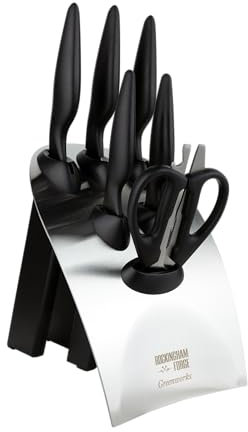 Rockingham Forge Greenworks 7 Piece Knife Block Set, Black