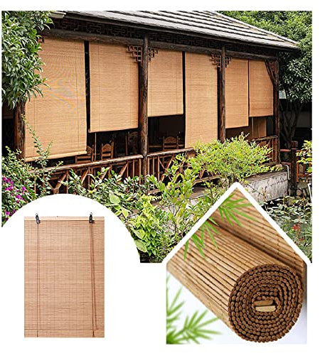 Tende a rullo oscuranti in bambù per porte/finestre, tenda parasole naturale per esterni, cucina, privacy, 1,1 x 1,8 m