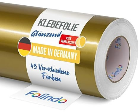 FOLINDO Möbelfolie selbstklebend 621 091 Gold Glanz Vinyl 5m x 63 cm Klebefolie Möbel, Klebefolie Küche, Möbelfolie, Folie für Möbel, Möbelfolie selbstklebende Folie, Küchenfolie selbstklebend