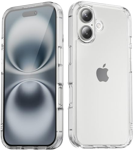 TIIXXA Matte Case for iPhone 16 Case 6.1-Inch, Shockproof Drop Protection, Frosted Translucent Back Phone Cover, Anti-Fingerprint (Clear)