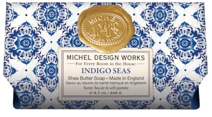Michel Design Works Seifenriegel, Indigo Seas groß, schönes Design, dreifach gemahlen