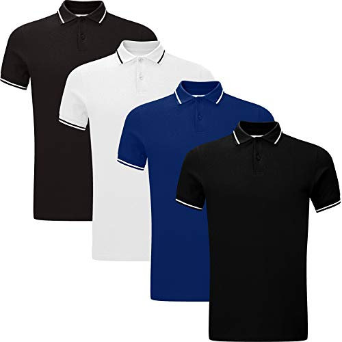 WJL WHISPERING JONES LONDON Mens 4, 5 or 6-Pack Polo Shirts Casual Tipping Collared Pique T-Shirts, Short-Sleeved Multi-Pack for Everyday Wear, Multipack PackA, XXL