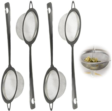 Xdealcozyxc 4 Pcs Matcha Small Sieve Fine Mesh, 5.5 Cm Stainless Steel Mini Tea Strainer Fine Mesh