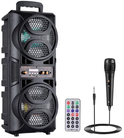 ZYMY Bluetooth Speaker Loud Wireless with Microphones, Portable PA System Large Party Speaker with Lights, Karaoke Machine for Adults/Kids, Support Remote, FM, TWS, AUX, USB for Garden Home Outdoor