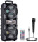 ZYMY Bluetooth Speaker Loud Wireless with Microphones, Portable PA System Large Party Speaker with Lights, Karaoke Machine for Adults/Kids, Support Remote, FM, TWS, AUX, USB for Garden Home Outdoor