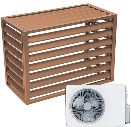 Dnowegas aircon heatump cover air source heat pump cover ondenser cover aluminum air conditioner fence ac privacy screen Almond Louver Top L100*W50*H70(1.5P)